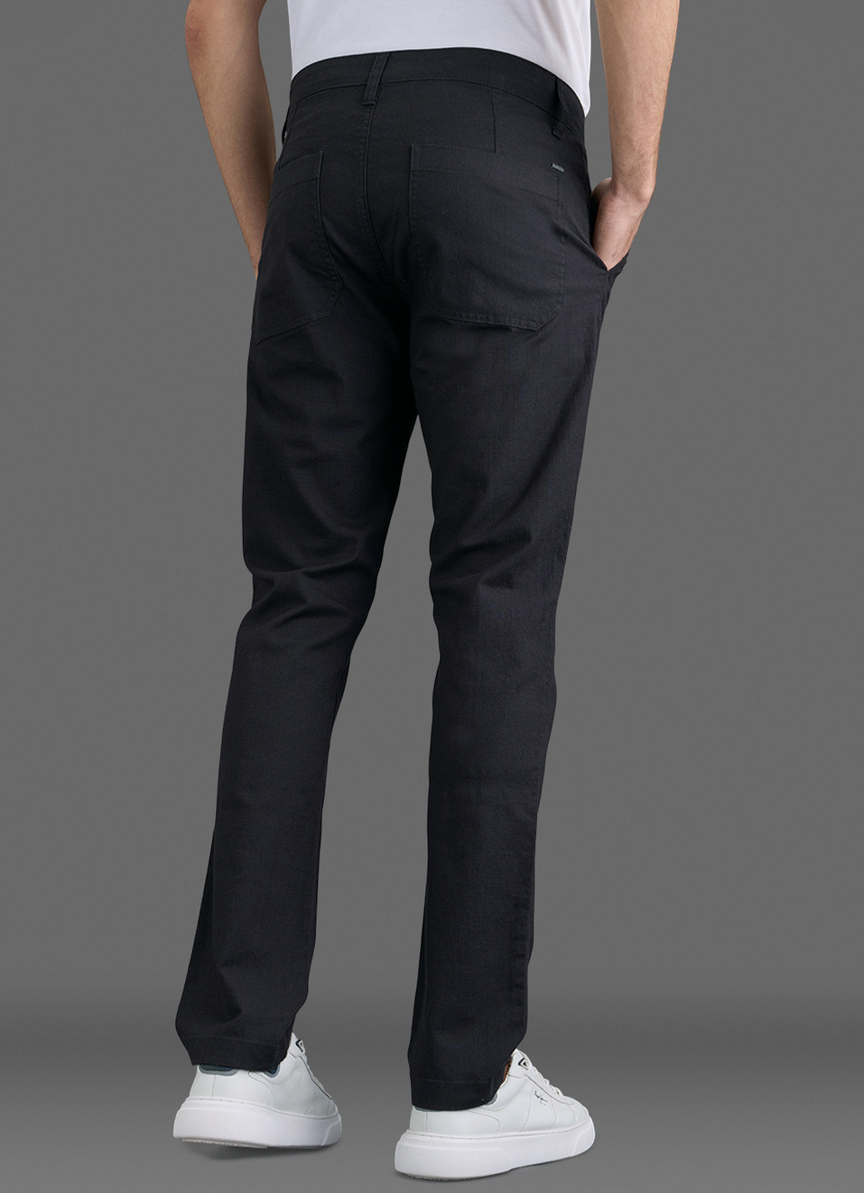 Men Black Straight Chinos, , large image number 3