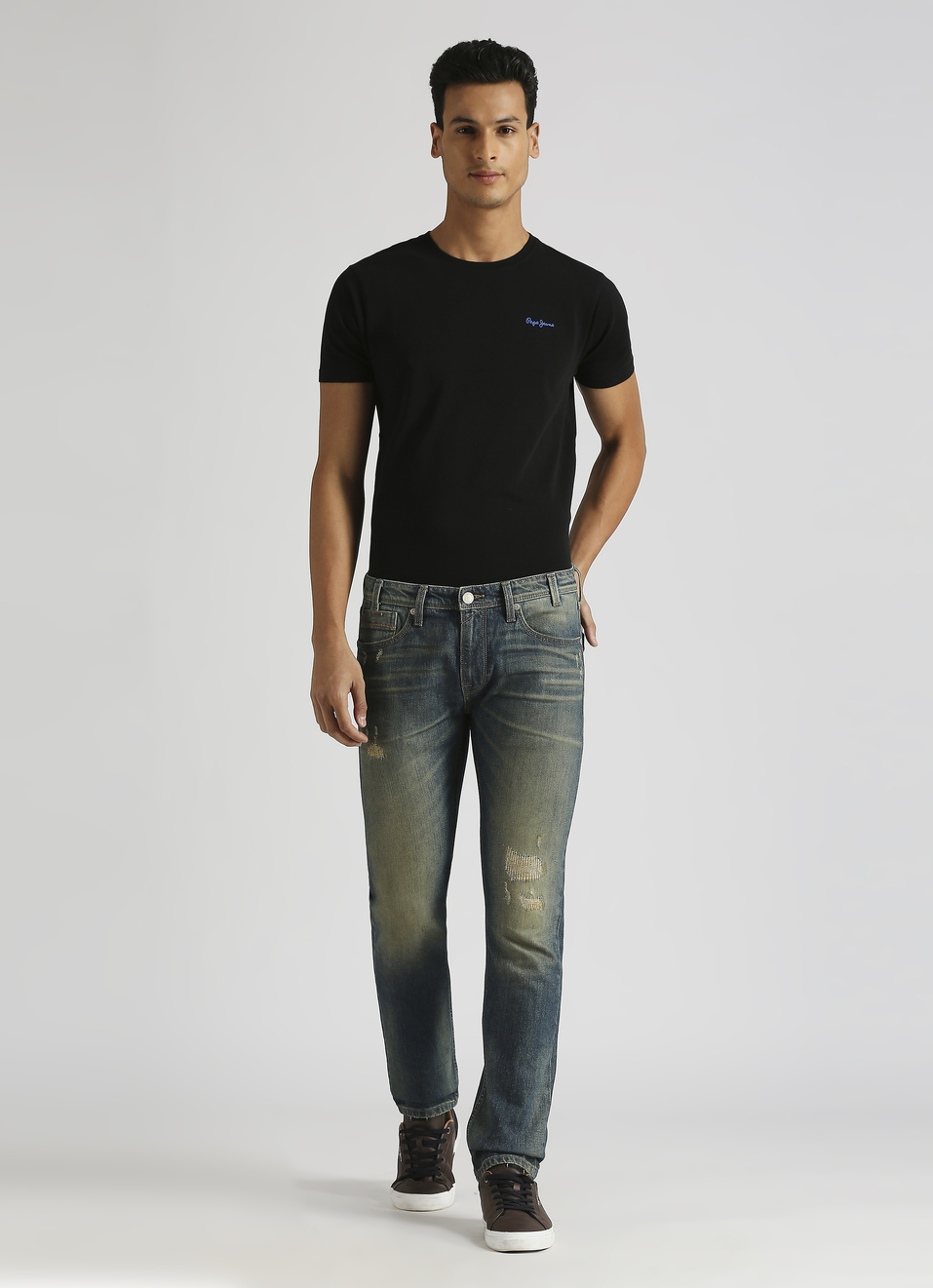 Vapour Vintage Washed Mid Rise Slim Fit Jeans, , large image number 5