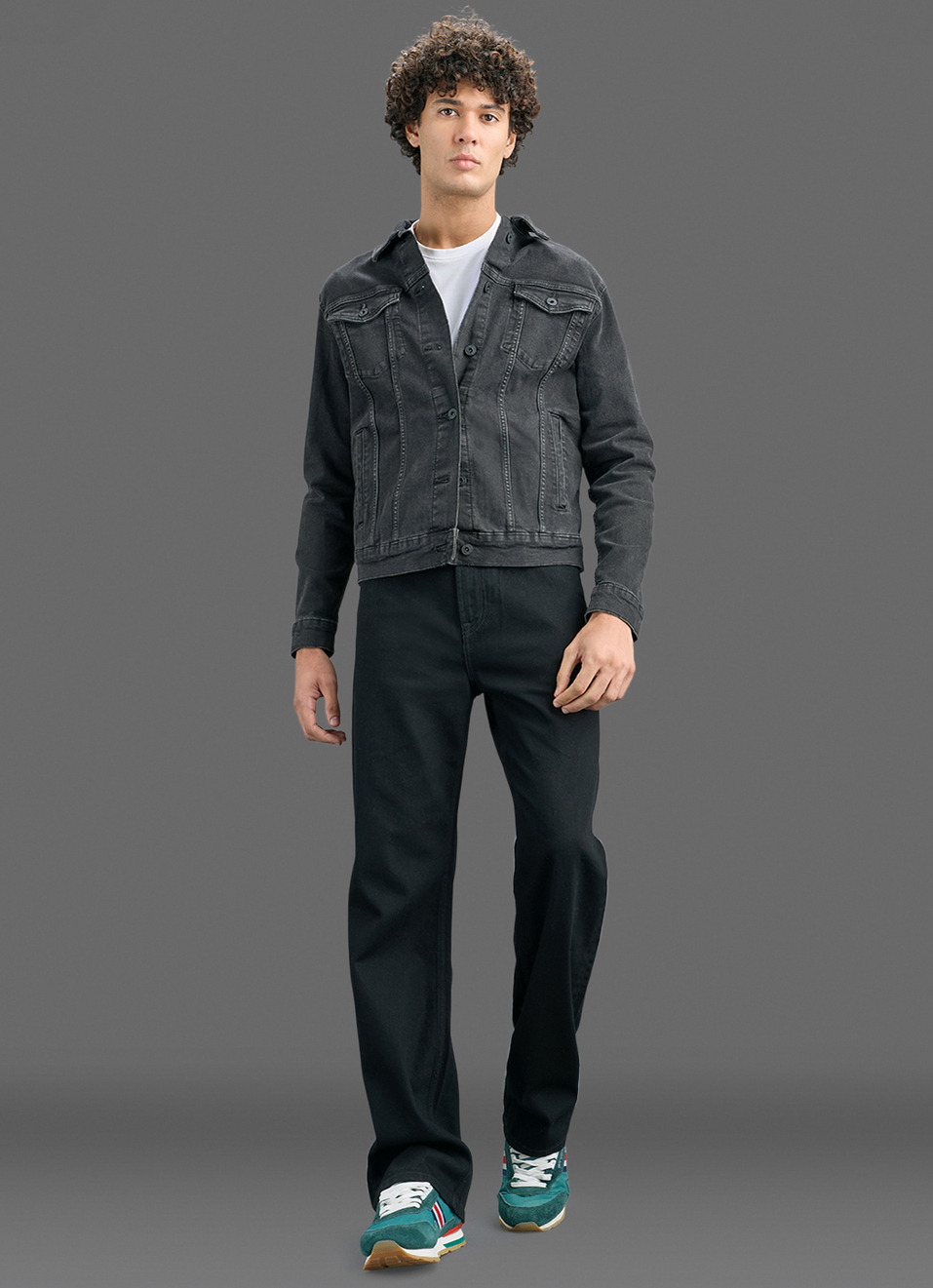 Men Black Straight Fit Mid Rise Jeans, , large image number 1