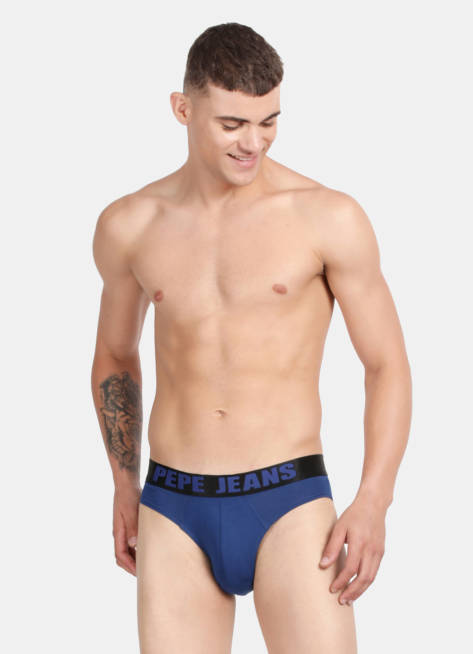 Dark Blue Solid Briefs, , large image number 0