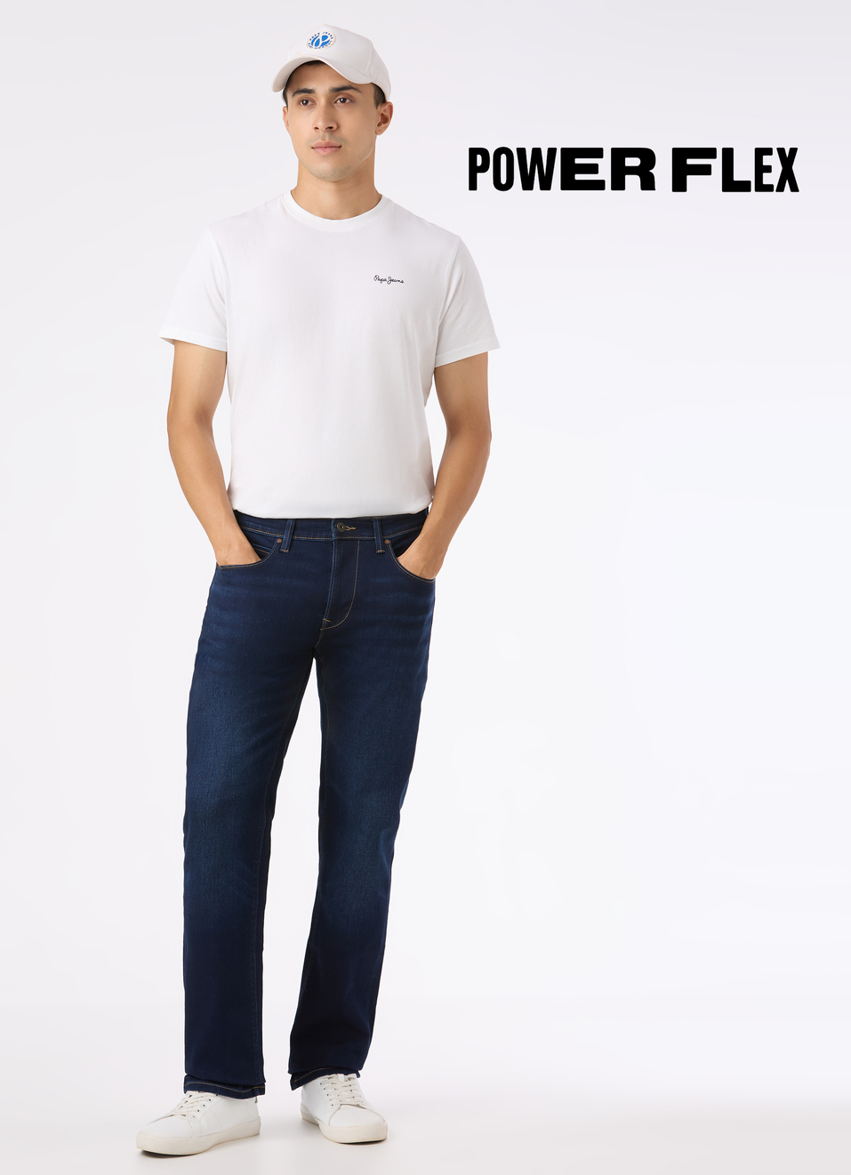 Men Black Mid Rise Straight Fit Powerflex Jeans, , large image number 0