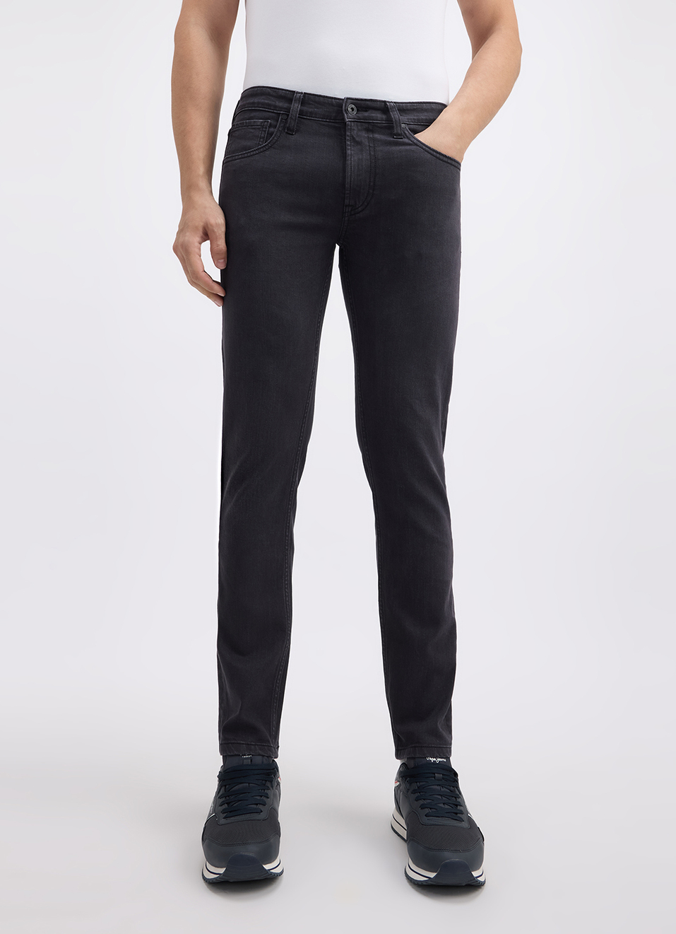 Men Grey Slim Tapered Fit Low Rise Jeans , , large image number 2