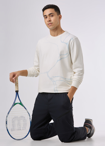 Men Ecru Abstract Print Regular Fit Sweatshirt
