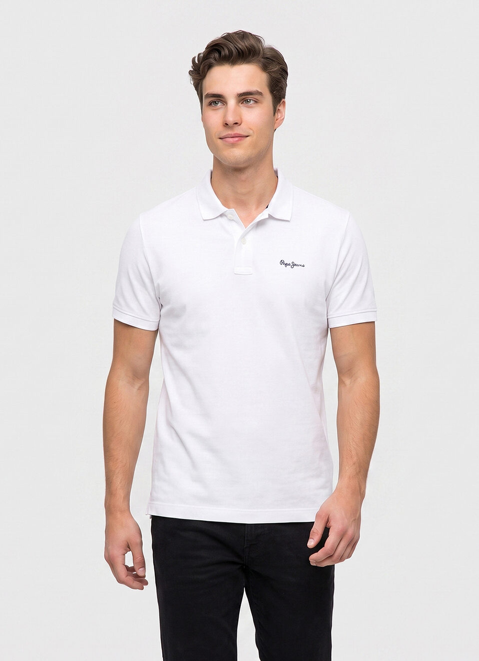 Men White Solid Short Sleeves Polo, , large image number 1