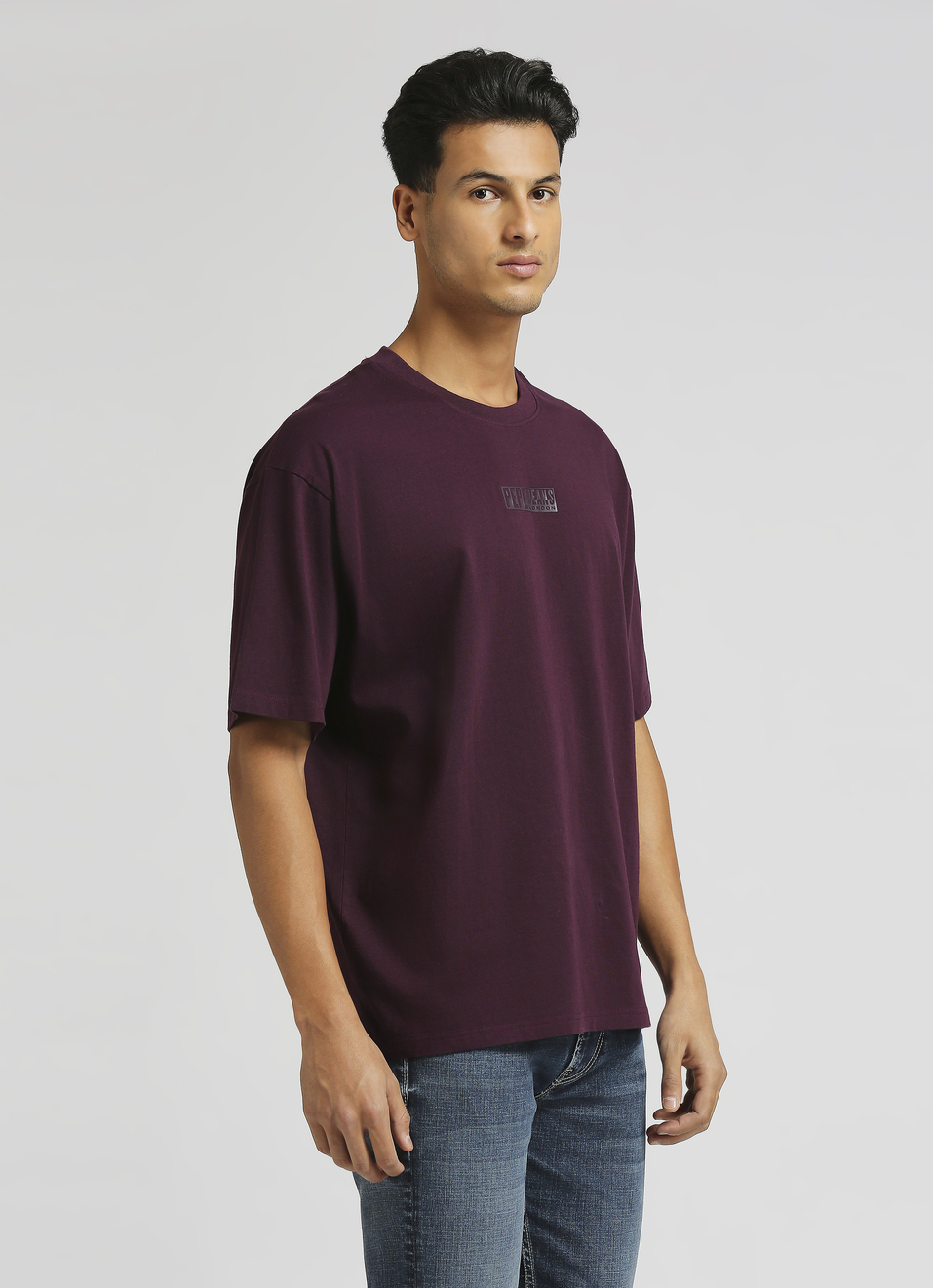 Purple Logo Print Oversized Short Sleeve T-shirt, , large image number 3