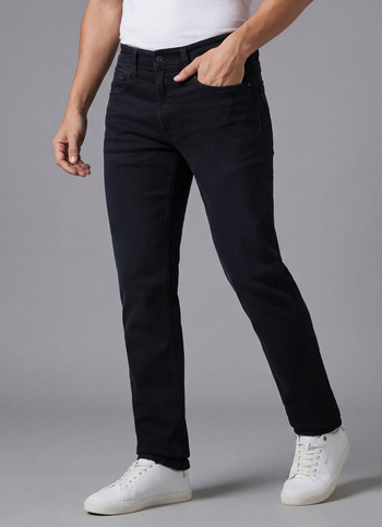 Men Black Mid Rise Straight Fit Jeans