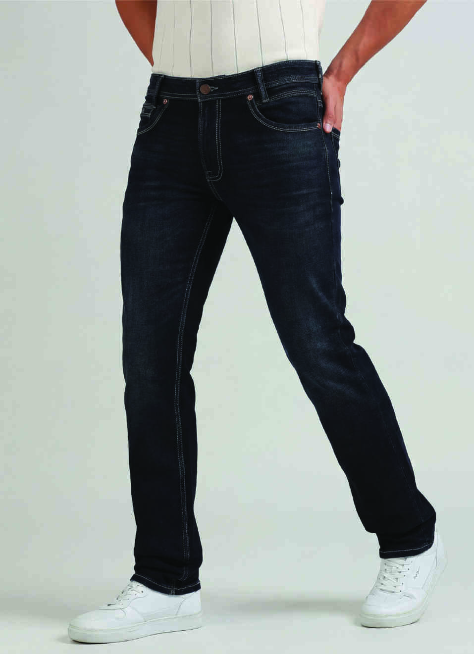 Vapour Dark Blue Mid Rise Slim Fit Jeans, , large image number 0