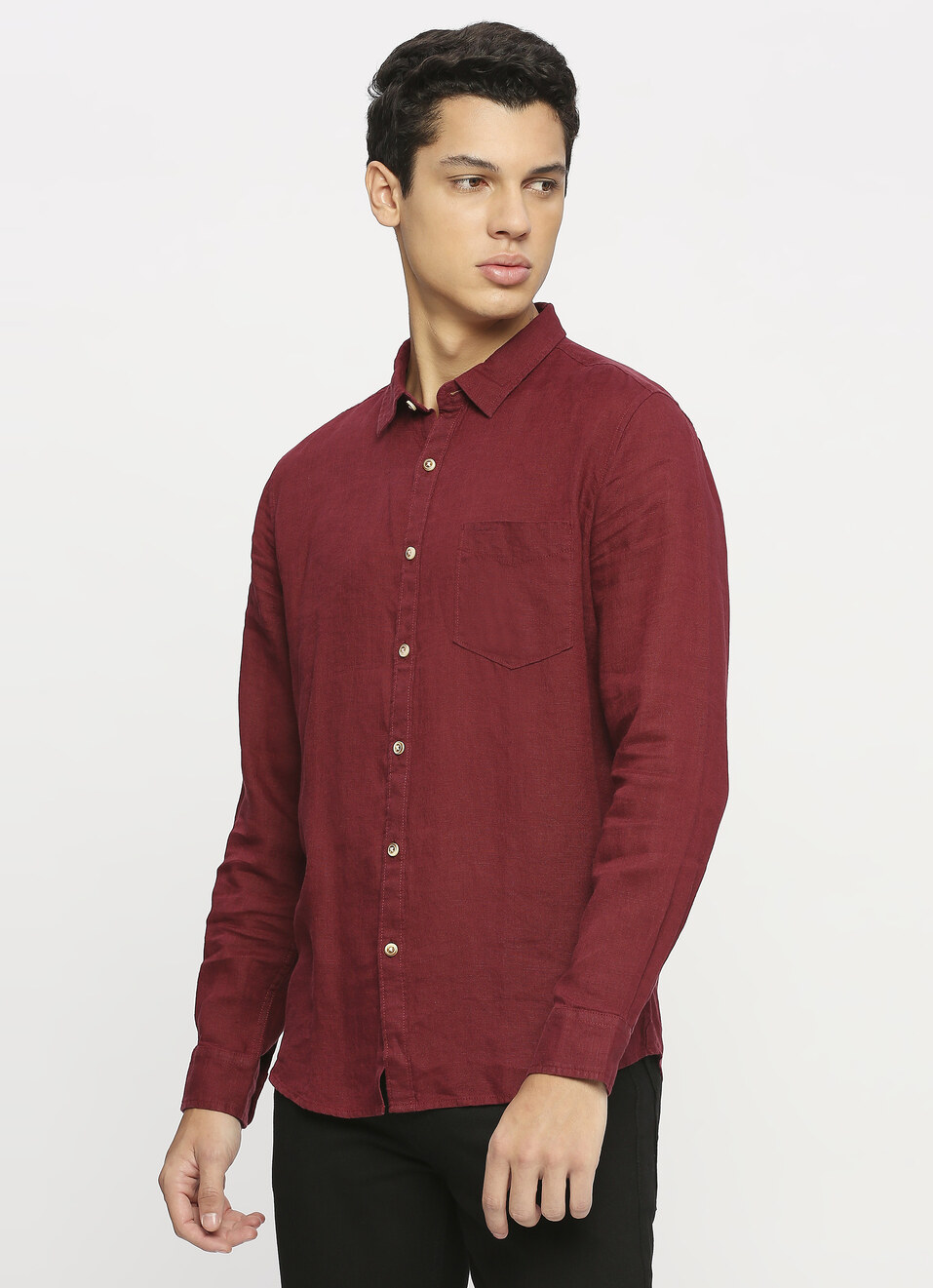 Burgundy Patch Pocket Full Sleeve Shirt, , large image number 3