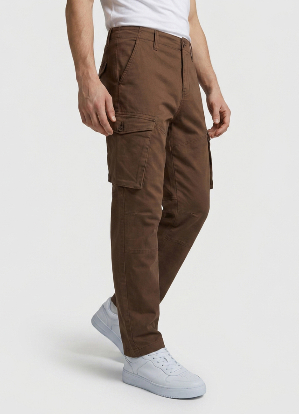 Men Brown Cargo Straight Fit Pants, , large image number 0