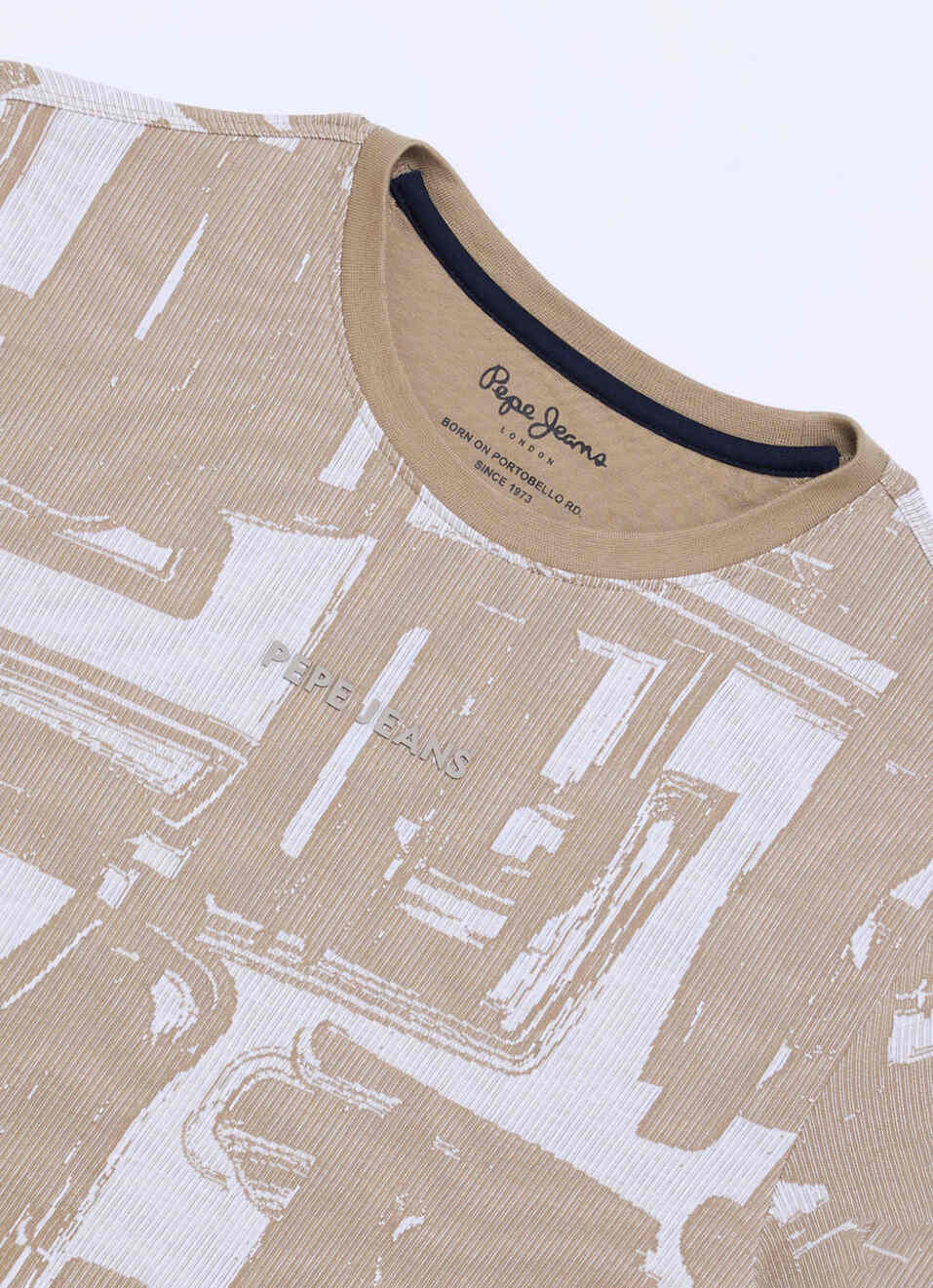 Men Beige Printed Slim Fit Short Sleeve T-shirt, , large image number 6
