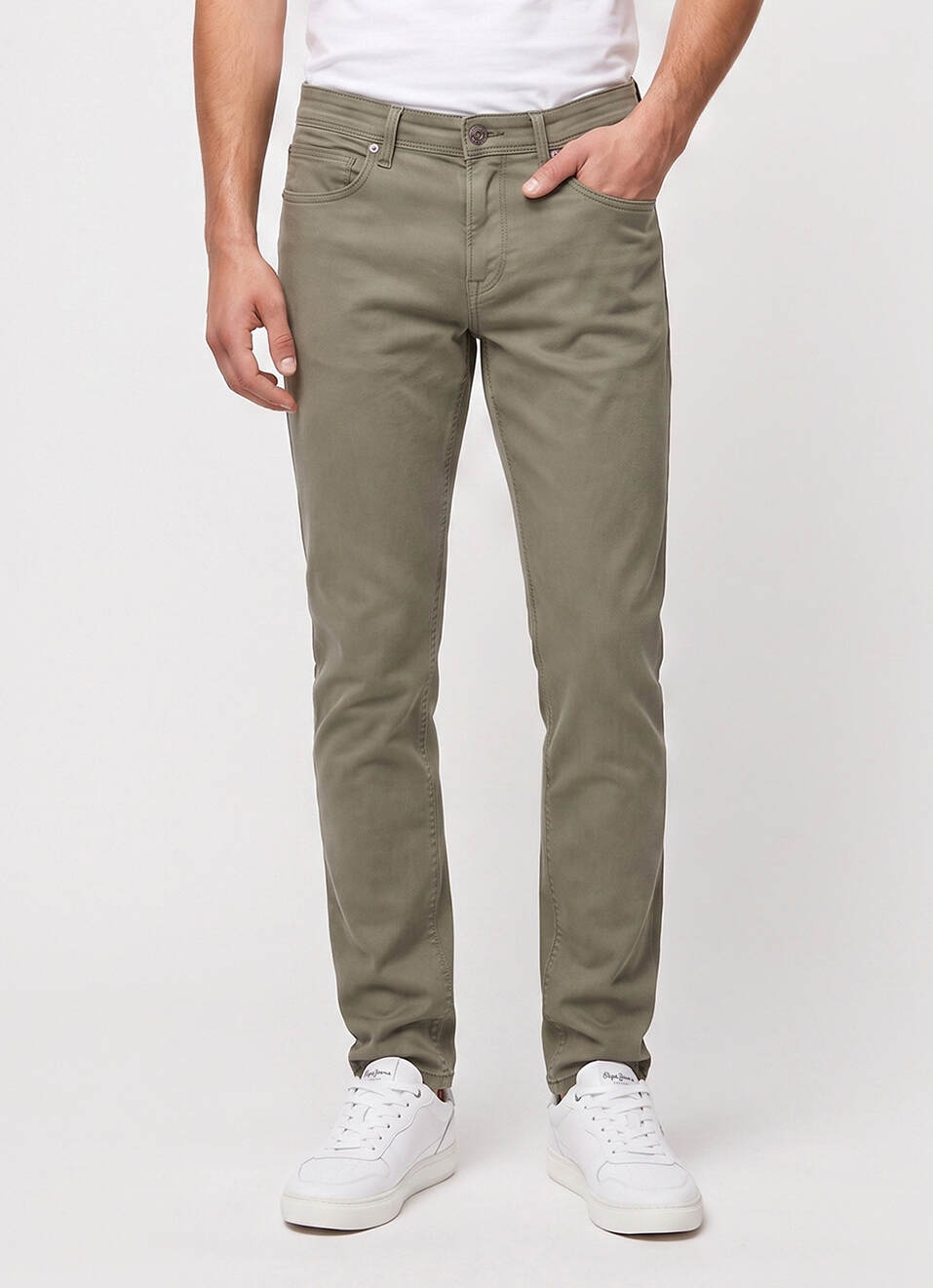 Men Olive Slim Fit Stretchable Jeans, , large image number 2
