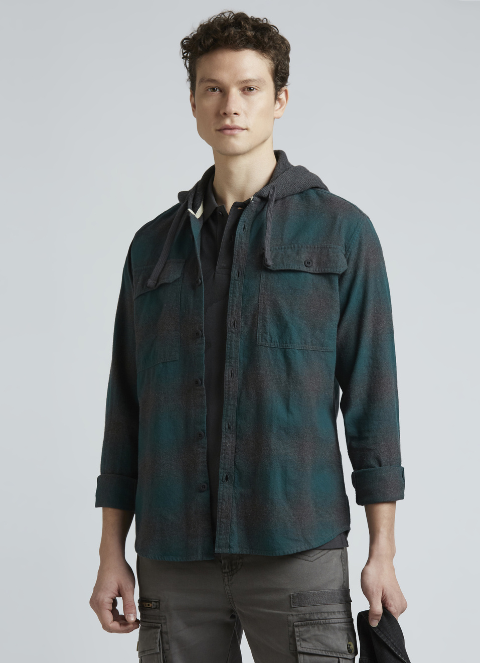 Teal Checks Full Sleeves Shirt, , large image number 0