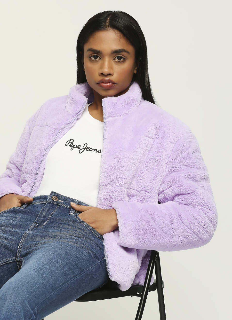 Purple Band Collar Jacket, , large image number 5