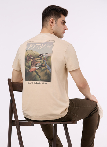 Men Ivory Back Graphic Print Short Sleeve T-shirt