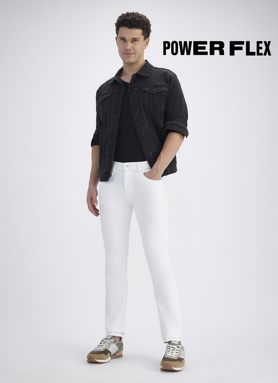 Men White Mid Rise Slim Powerflex Jeans, , large image number 1