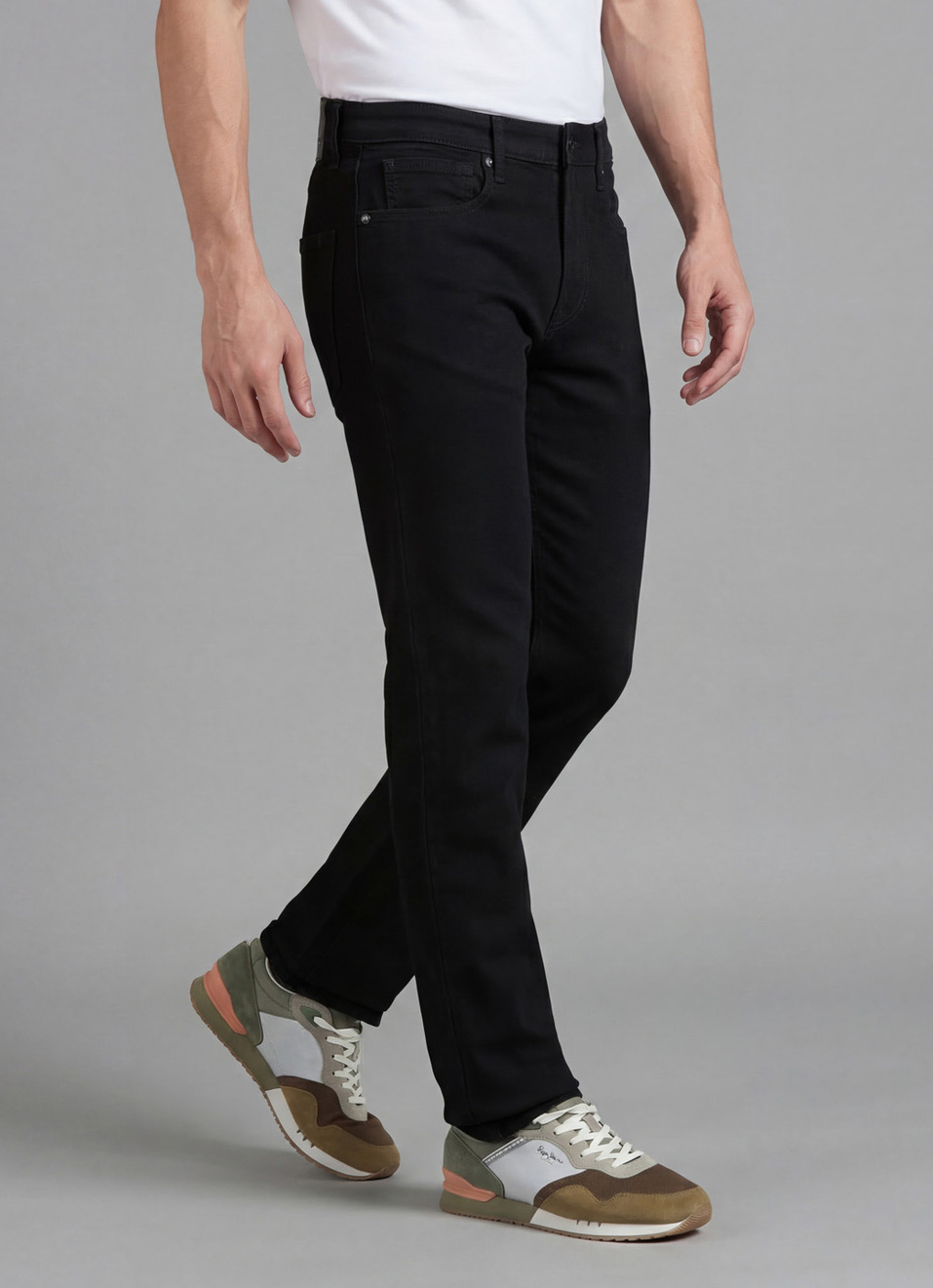Men Black Mid Rise Straight Fit Jeans, , large image number 0