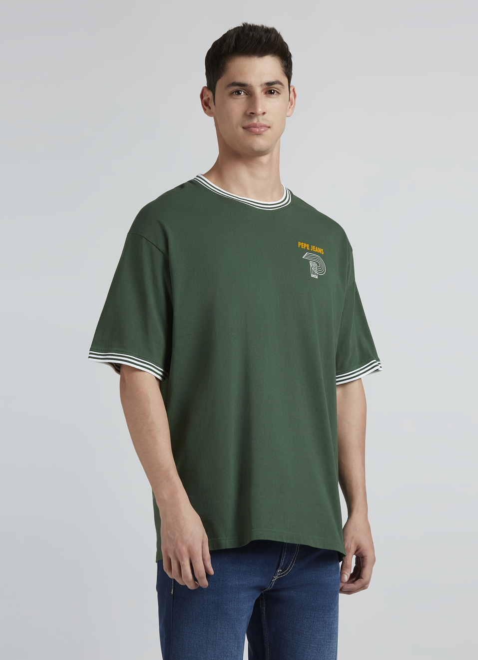 Green Flock Print Short Sleeve Oversized T-shirt, , large image number 3
