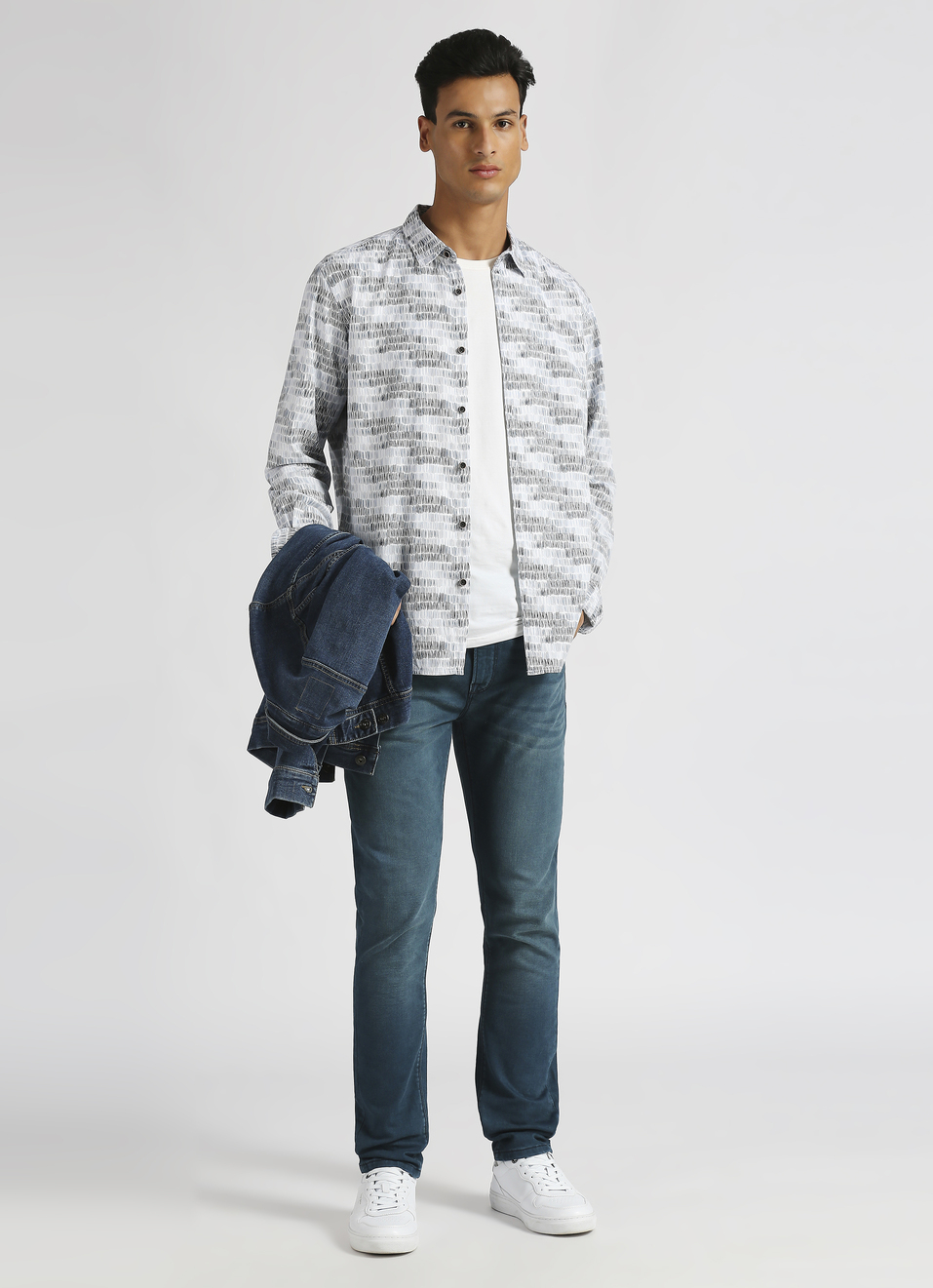 Grey All Over Print Twill Long Sleeve Shirt, , large image number 5