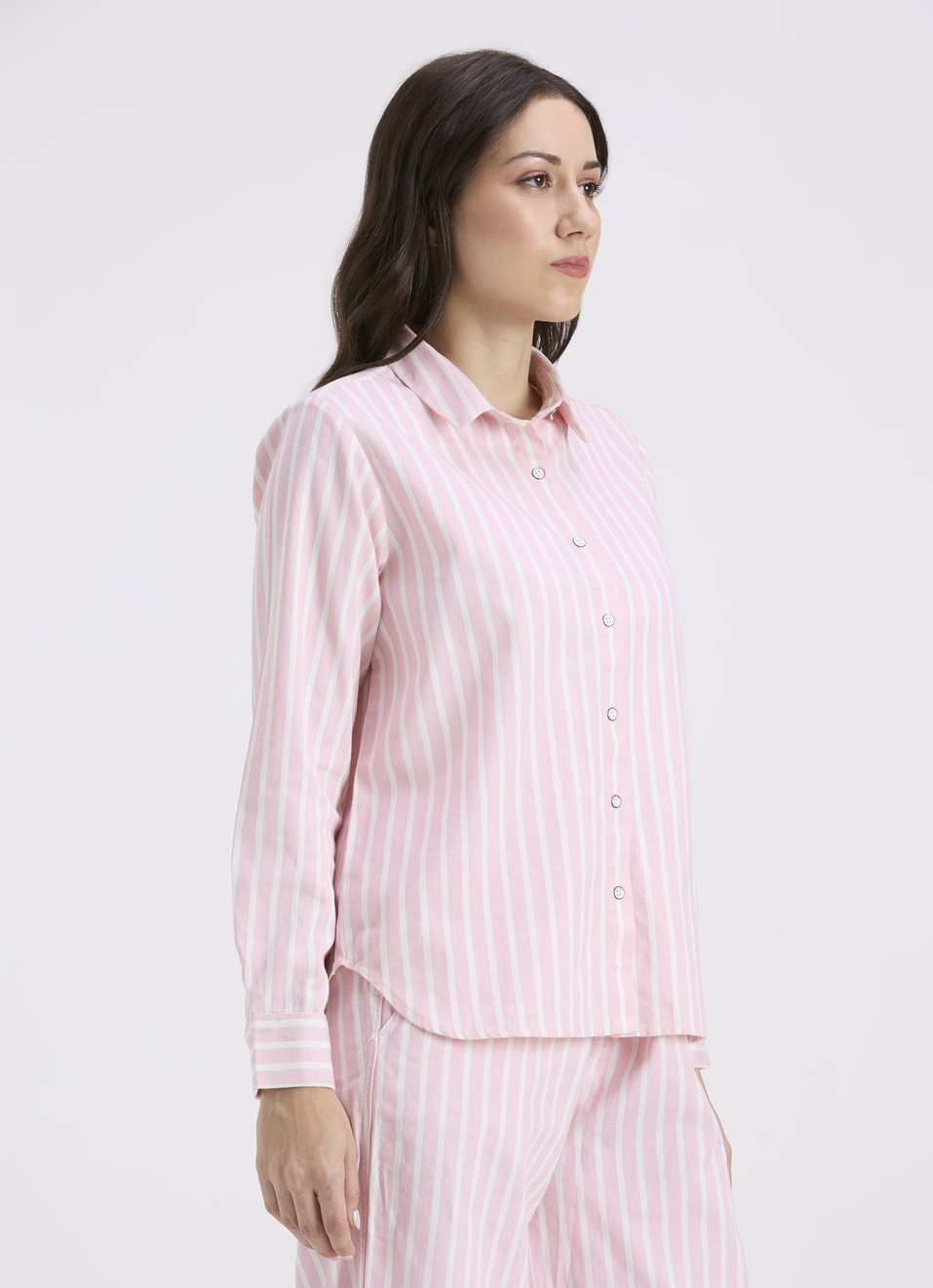 Women Pink Vertical Stripe Full Sleeve Shirt, , large image number 3