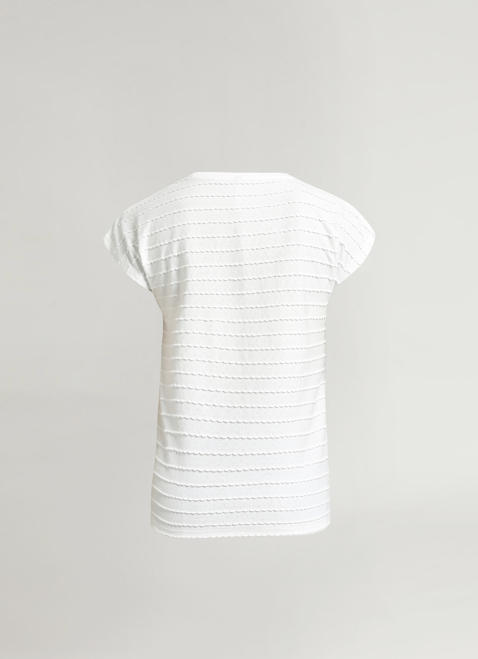 White Textured Extended Shoulder T-shirt, , large image number 7