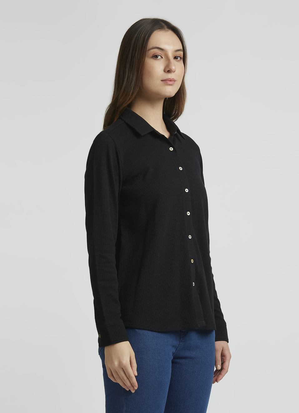 Ecru Full Sleeve Waffle Knit Shirt, , large image number 3