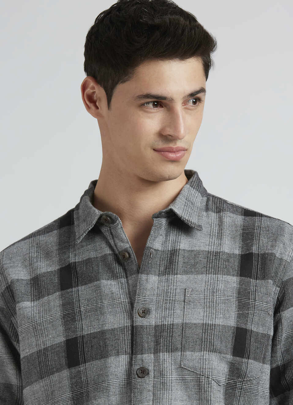 Grey Check Full Sleeve Oversized Shirt, , large image number 4