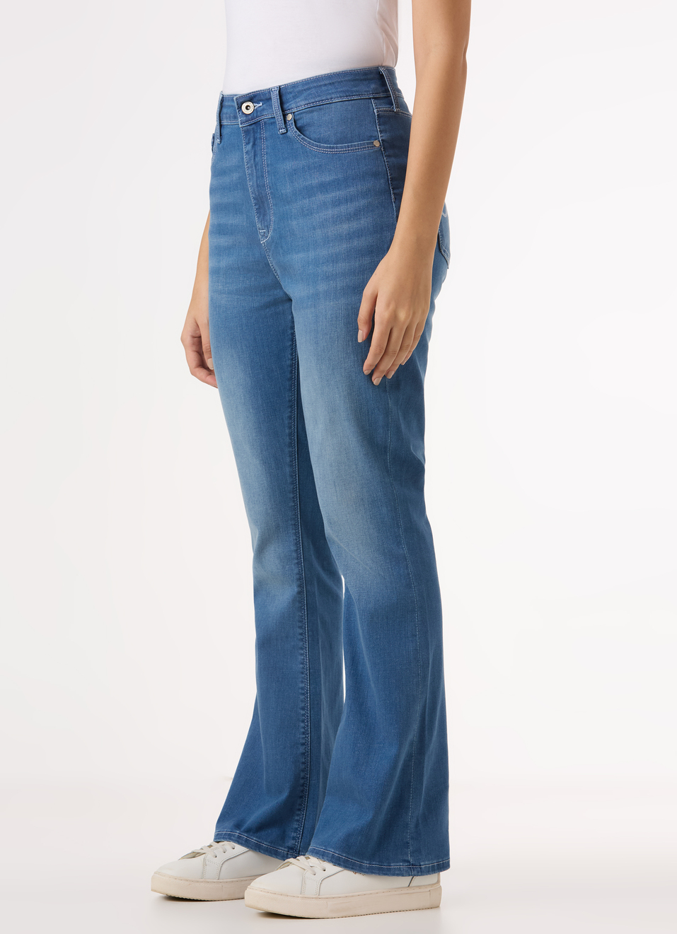 Women Blue High Rise Flared Leg Powerflex Jeans, , large image number 3