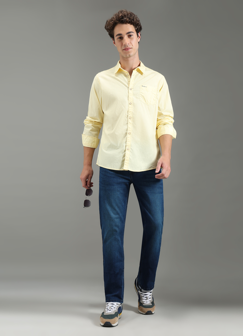 Men Yellow Solid Shirt, , large image number 5