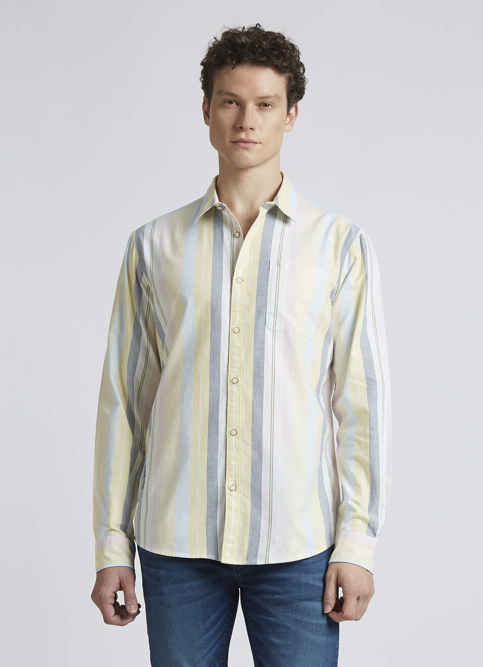 Yellow Stripes Full Sleeve Shirt, , large image number 1