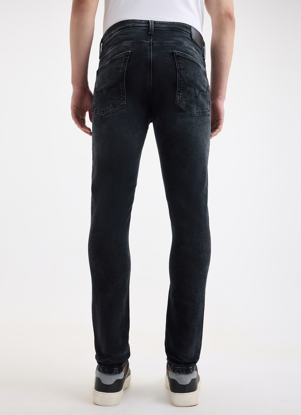 Men Black Mid Rise Tapered Structured Jeans, , large image number 3