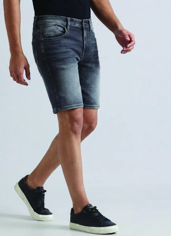 Black Mid Waist Denim Shorts