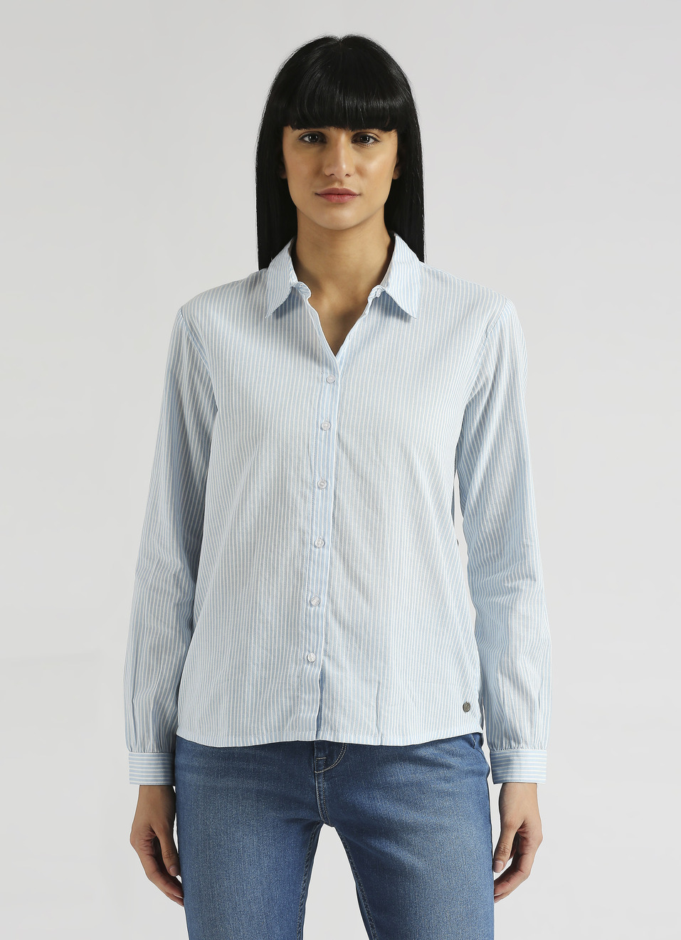 Blue Narrow Stripes Long Sleeve Shirt, , large image number 1