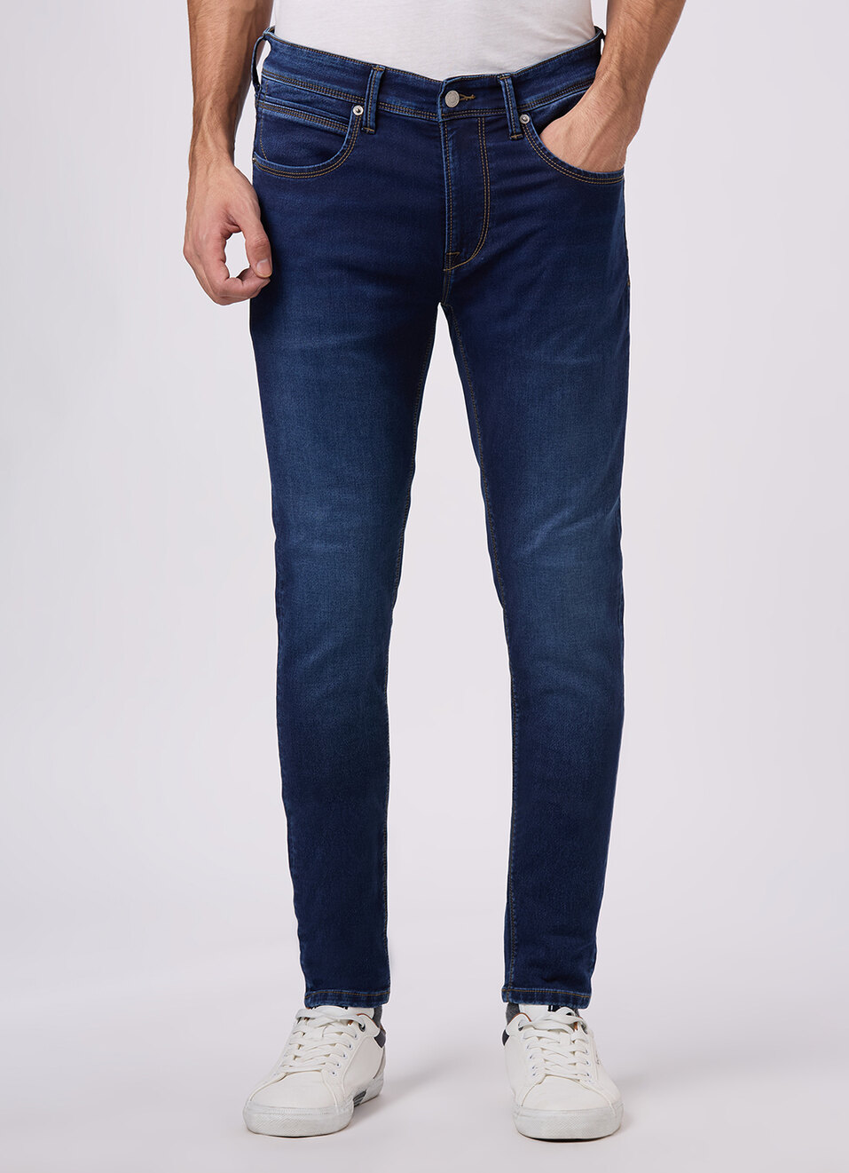 Men Blue Mid Rise Slim Fit Gymindigo Jeans, , large image number 2