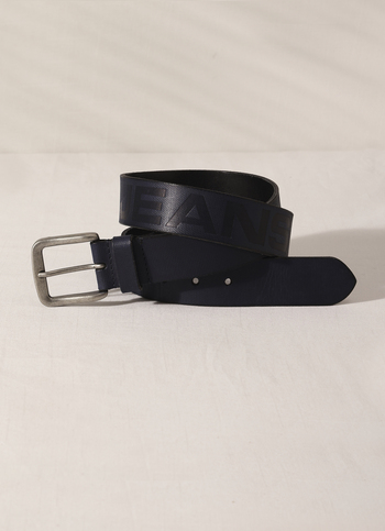 Blue Embossed Leather Belt
