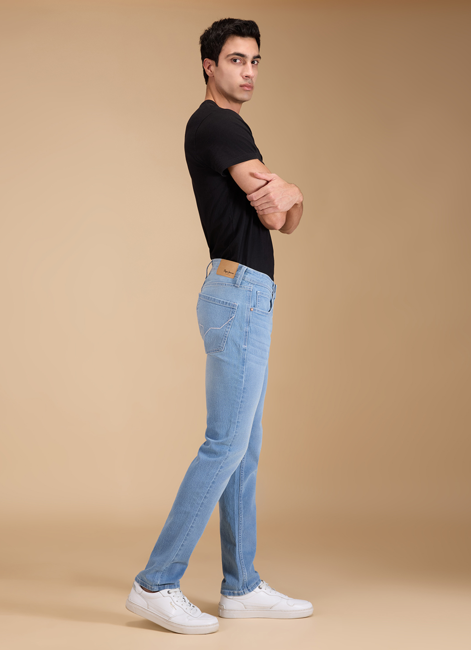 Men Light Blue Mid Rise Slim Fit Jeans, , large image number 10