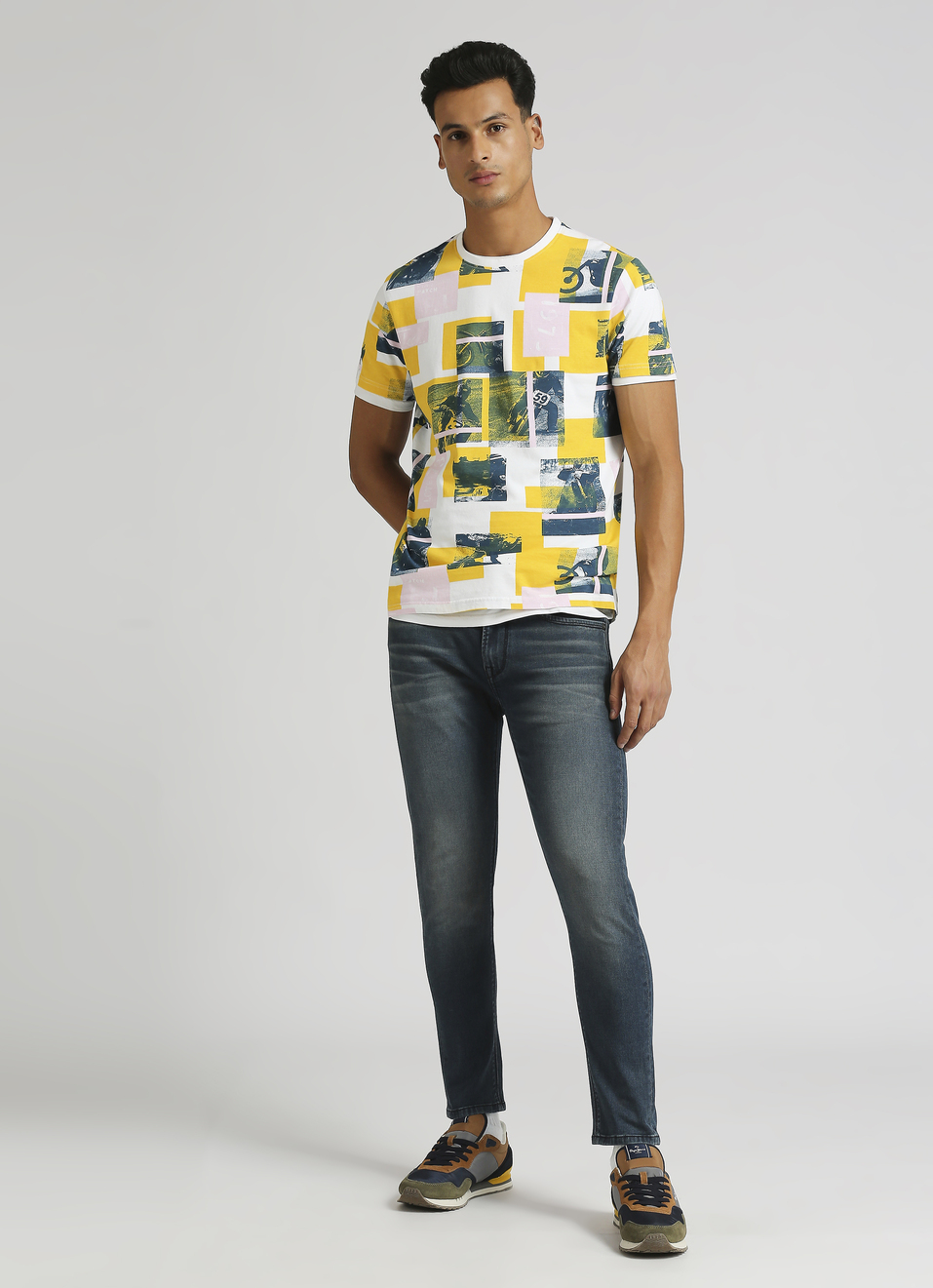White Biker Inspired Print Summer Short Sleeve T-shirt, , large image number 5