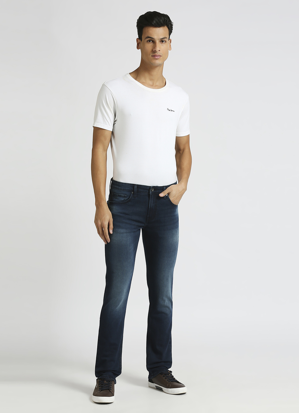 Men Dark Blue Mid Rise Slim Fit Jeans, , large image number 1