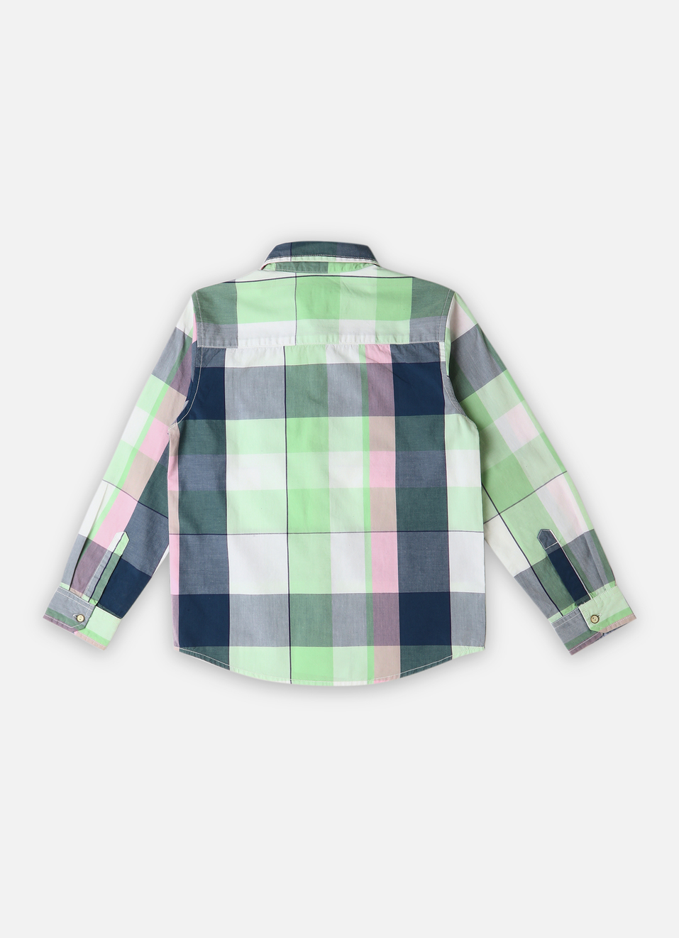Boys Lime Twill Checks Yarn-dyed Long Sleeve Shirt, , large image number 1
