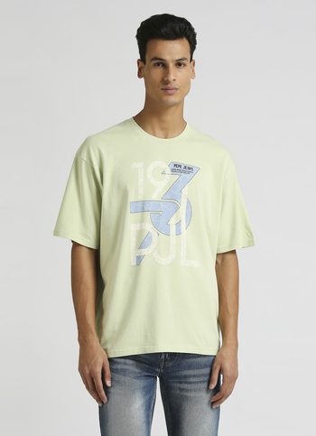 Green Graphic Print Short Sleeve Oversized T-shirt