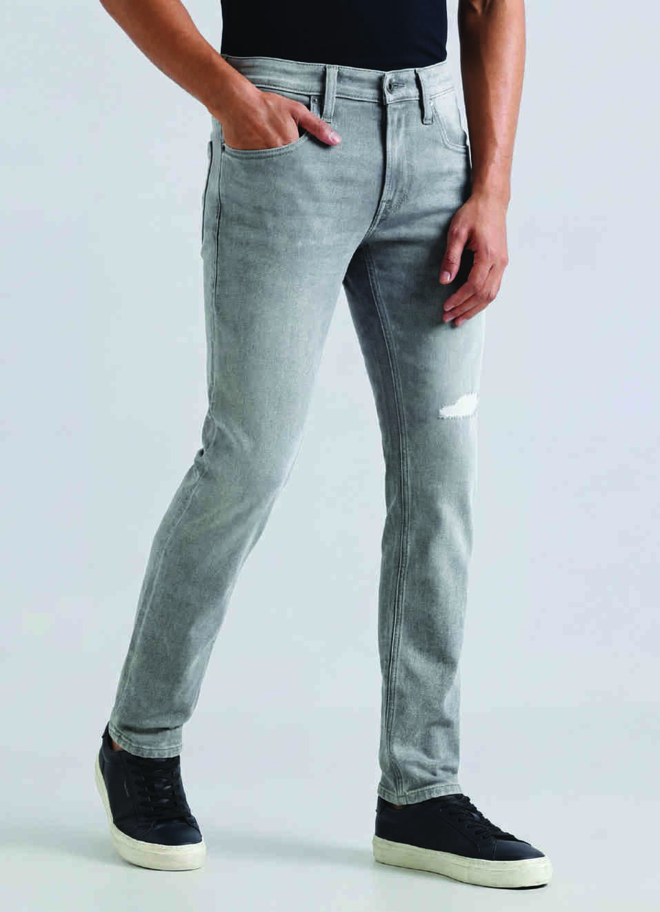 Danial Grey Low Waist Tapered Jeans, , large image number 0