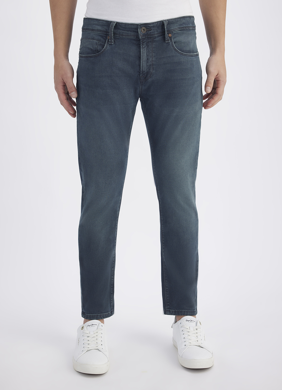 Men Blue Mid Rise Skinny Ankle Length Structured Jeans, , large image number 2