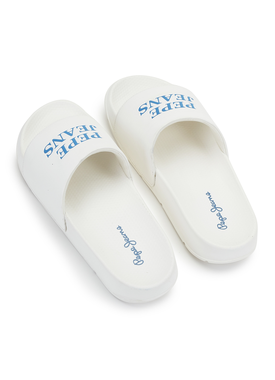 Men White Logo Print Anti Skid Sliders, , large image number 3