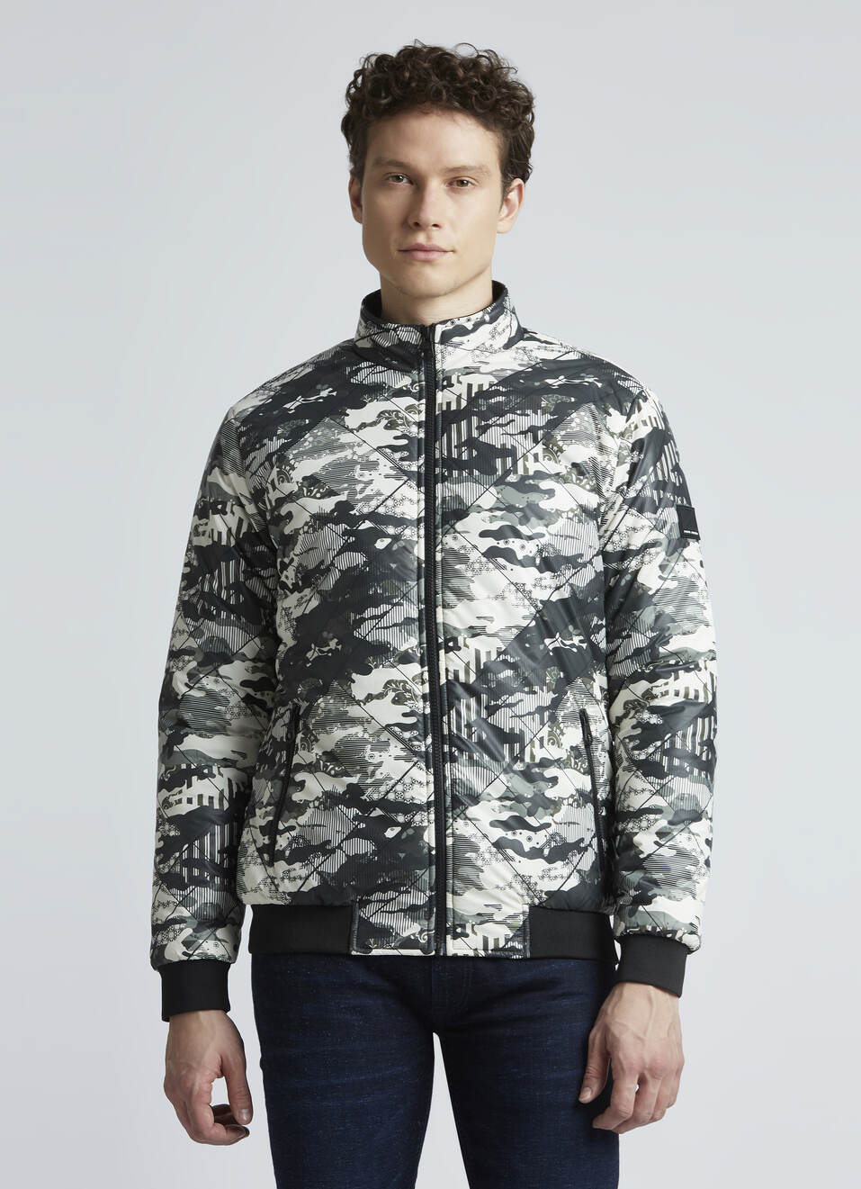 Green Abstract Print Full Sleeve Jacket, , large image number 1