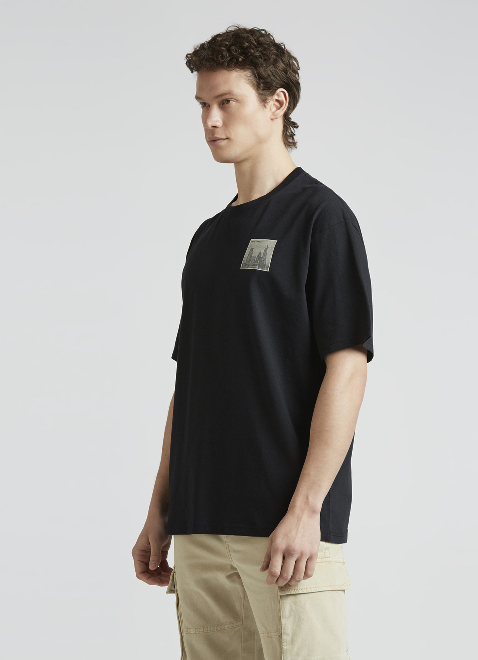 Black Back Print Short Sleeve Oversized T-shirt, , large image number 3