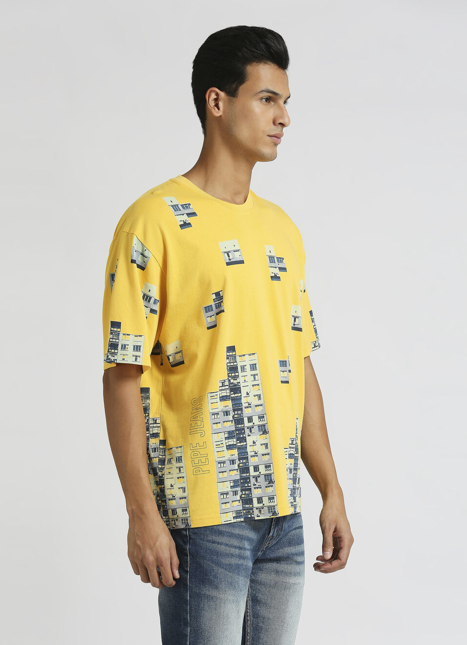 Yellow Graphic Print Oversized Short Sleeve T-shirt, , large image number 2