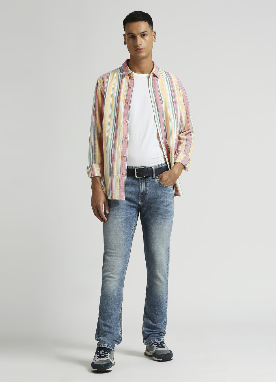 Yellow Stripes Yarn Dyed Long Sleeve Shirt, , large image number 5