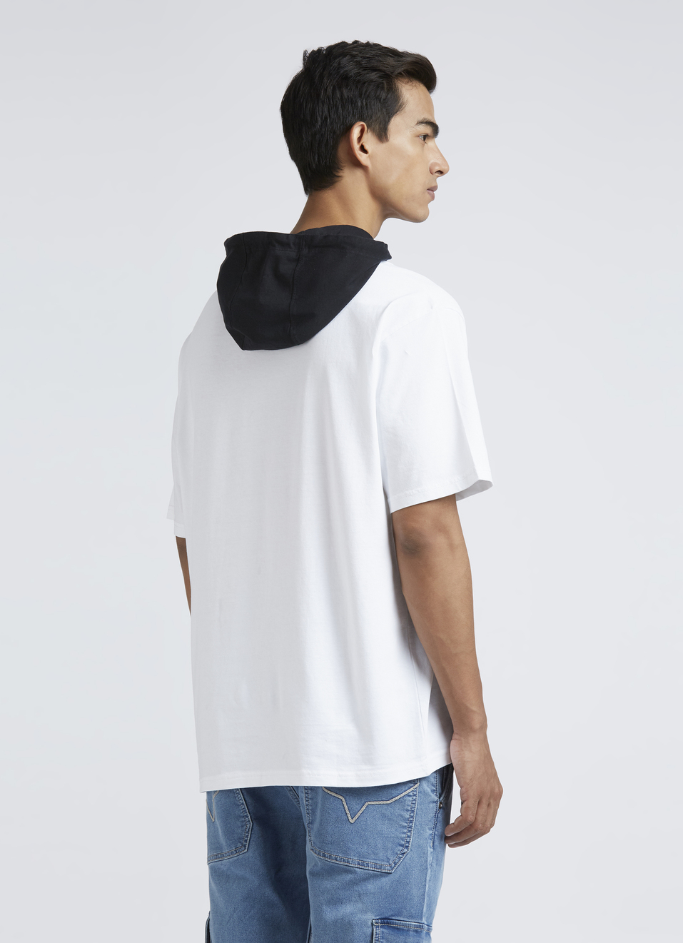 White Short Sleeve Oversized Hooded T-shirt, , large image number 2