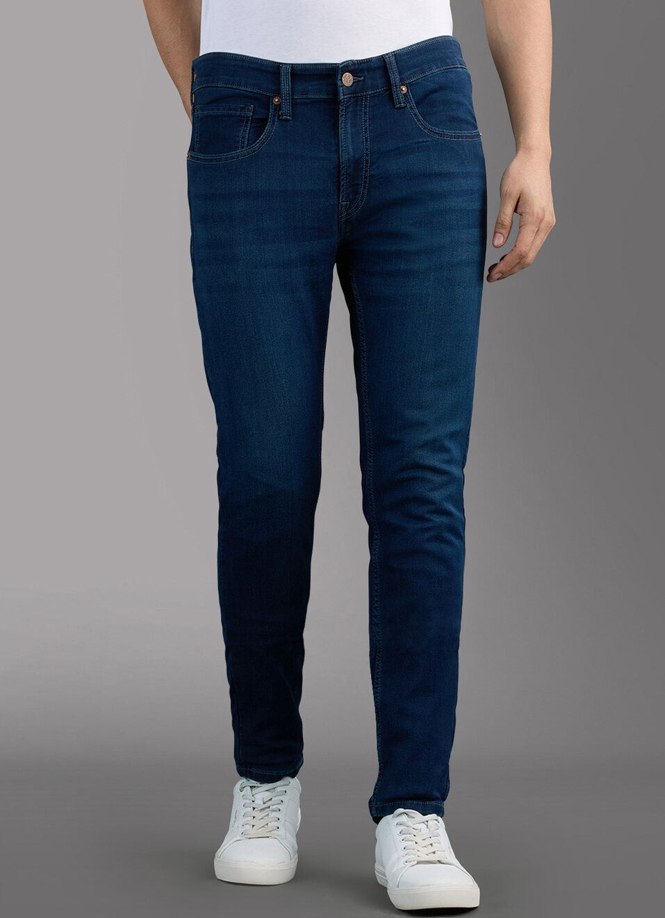 Men Black Slim Stretchable Jeans, , large image number 2