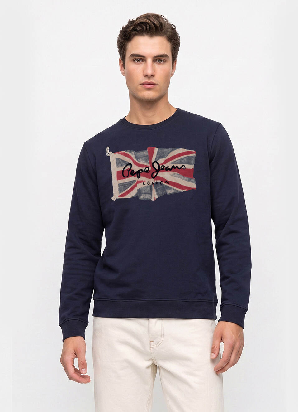 Men Blue Placement Print Full Sleeve Sweatshirt, , large image number 1