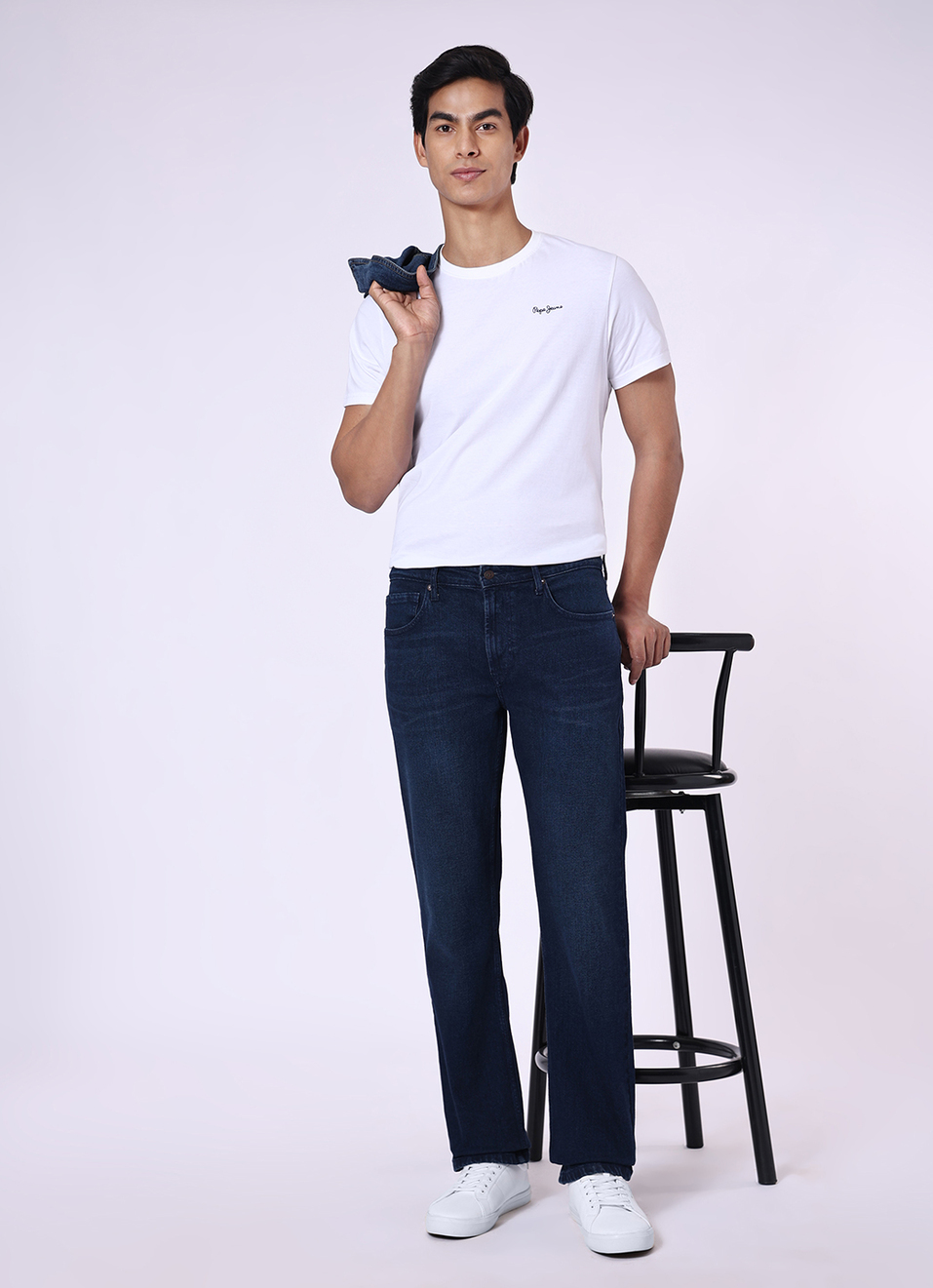 Men Blue Mid Rise Straight Fit Jeans, , large image number 1